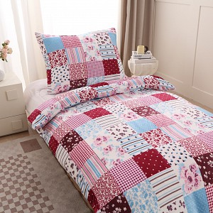 Mikroplyšové povlečení Premium 140x200+70x90 Patchwork barevný