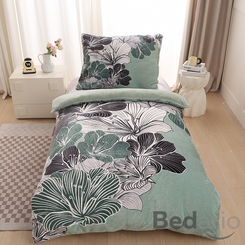 Mikroplyšové povlečení Premium 140x200+70x90 Lilie zelená