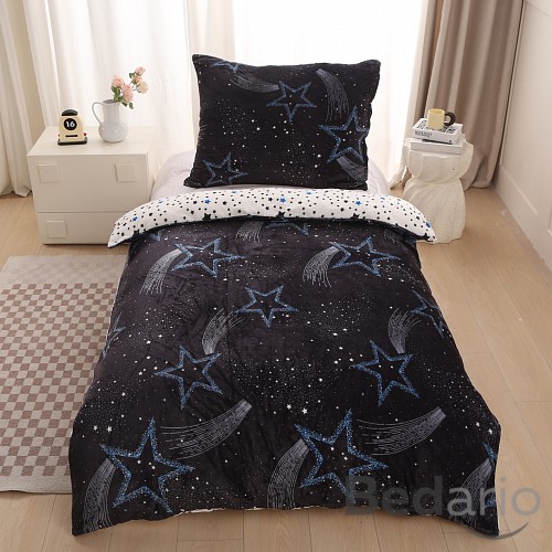 Mikroplyšové povlečení Premium 140x200+70x90 Hvězdy a komety