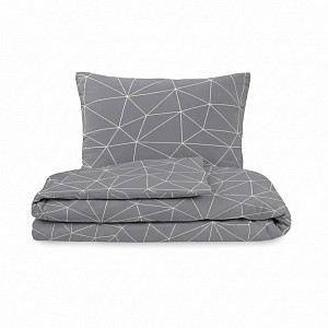 Francouzské bavlněné povlečení NORDIC COLLECTION 220x200+2x70x90cm GRID šedé