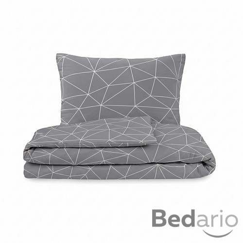 Francouzské bavlněné povlečení NORDIC COLLECTION 220x200+2x70x90cm GRID šedé