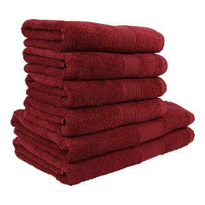 Set ručníků a osušek AURA COLLECTION 6 kusů - Temně červená
