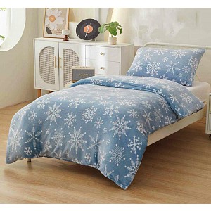 Mikroplyšové povlečení 140x200+70x90 Modrá vločka