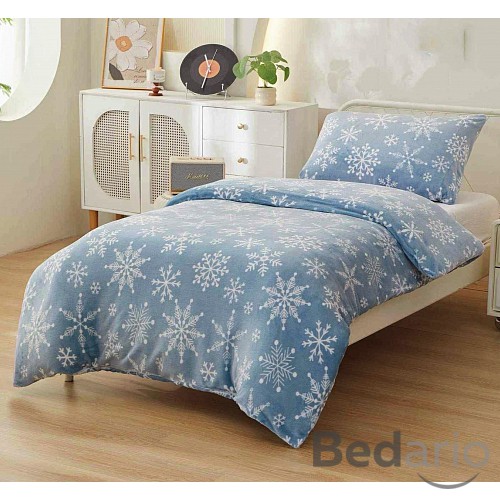 Mikroplyšové povlečení 140x200+70x90 Modrá vločka