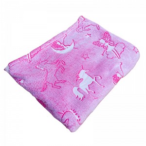 Mikroplyšová svítící deka Premium 150x200 Víly a jednorožci
