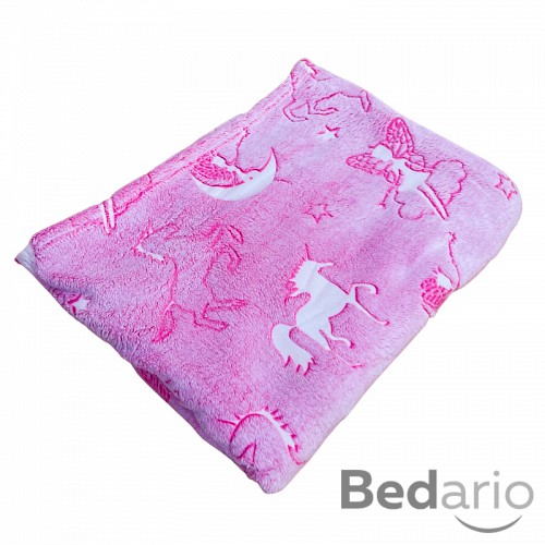 Mikroplyšová svítící deka Premium 150x200 Víly a jednorožci