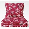 Bavlněné povlečení WINTER COLLECTION 140x200+70x90 Vločky v červené