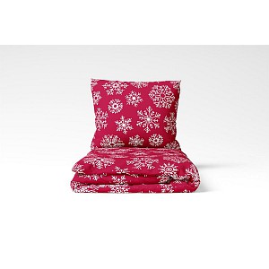 Bavlněné povlečení WINTER COLLECTION 140x200+70x90 Vločky v červené