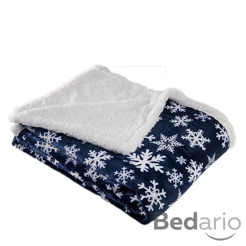 Velká deka beránek 220x200 - Vánoční modrá