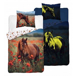 Svítící bavlněné povlečení 140x200+70x80 Koník