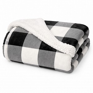 Velká deka beránek 220x200 - Černobílé káro