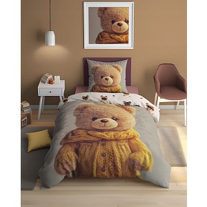 Svítící bavlněné povlečení 140x200+70x80 Méďa ve svetru