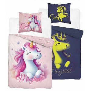 Svítící bavlněné povlečení 140x200+70x80 Princess Unicorn