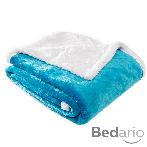 Velká beránková deka 220x200 Azurová