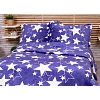 Francouzské mikroplyšové povlečení Premium 220x200+2x70x90 Hvězdy v modrém