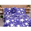 Francouzské mikroplyšové povlečení Premium 220x200+2x70x90 Hvězdy v modrém