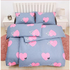 Bavlněné povlečení Basic Line 140x200+70x90 Srdíčka