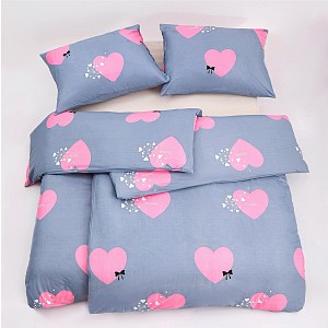 Bavlněné povlečení Basic Line 140x200+70x90 Srdíčka