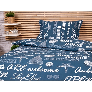 Bavlněné povlečení 140x200+70x90 Lodě modré