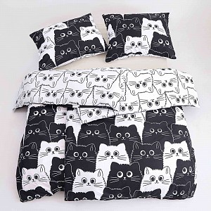 Bavlněné povlečení Basic Line 140x200+70x90 Kočkovaná