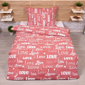 Bavlněné povlečení 140x200+70x90 Love červená