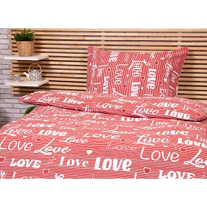 Bavlněné povlečení 140x200+70x90 Love červená