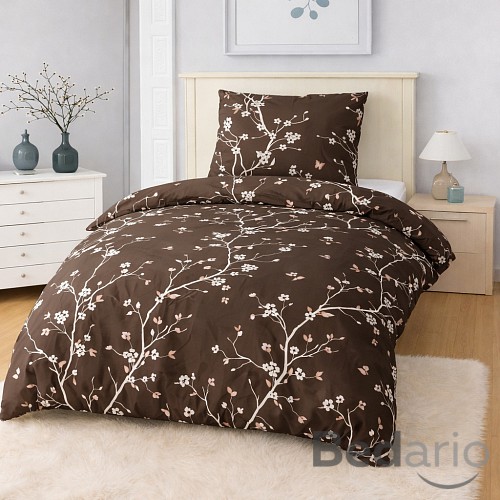 Bavlněné povlečení 140x200+70x90 Sakura hnědá