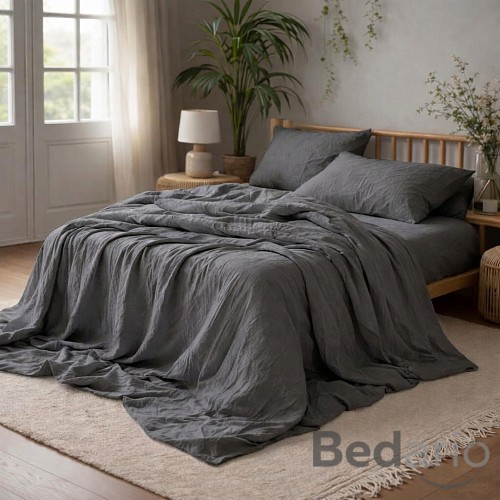 AKČNÍ Mušelínové povlečení 140x200+70x90 Tmavě šedé