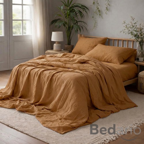 AKČNÍ Mušelínové povlečení 140x200+70x90 Karamelové