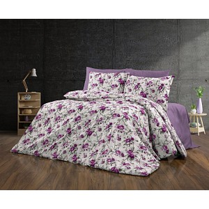 Bavlněné povlečení Deluxe 140x200+70x90 Flora fialová