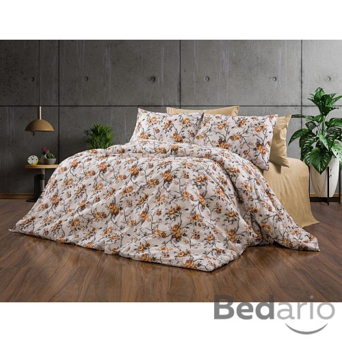 Bavlněné povlečení DELUXE 140x200+70x90 Flora Gold