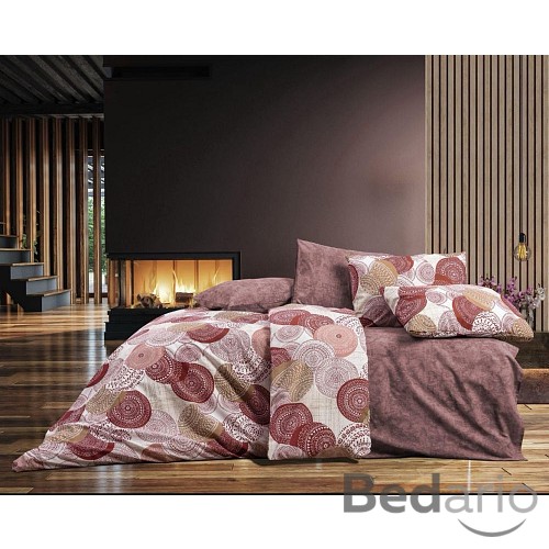 Prodloužené bavlněné povlečení Deluxe 140x220+70x90 Mandala bordó