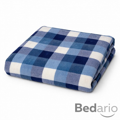 Mikroplyšová deka Premium 150x200 Modré káro