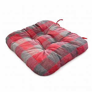 Sedák s provázky 40x40 Červeno-šedá kostka