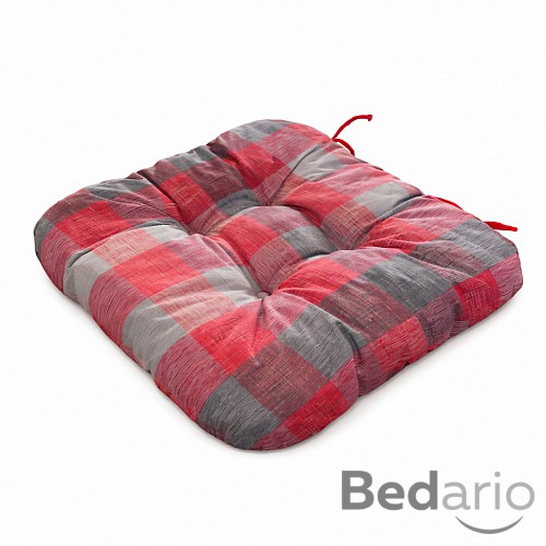 Sedák s provázky 40x40 Červeno-šedá kostka