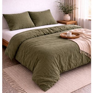 AKČNÍ Mušelínové povlečení 140x200+70x90 Olivová