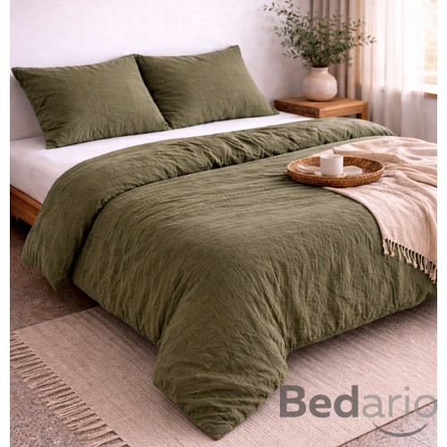 AKČNÍ Mušelínové povlečení 140x200+70x90 Olivová