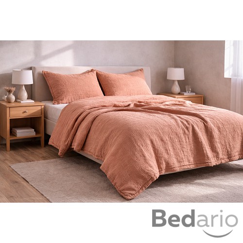 AKČNÍ Mušelínové povlečení 140x200+70x90 Lososová