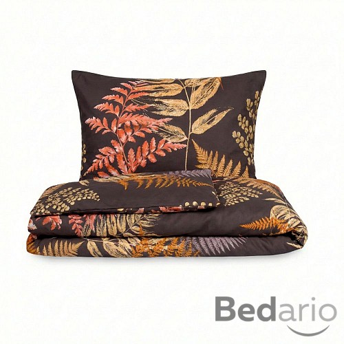 Saténové povlečení LUXURY COLLECTION 140x200+70x90 KAPRADÍ hnědé