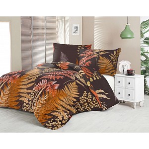 Saténové povlečení LUXURY COLLECTION 140x200+70x90 KAPRADÍ hnědé