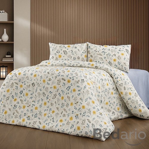 Krepové povlečení DeLuxe 140x200+70x90 Zlaté kvítí