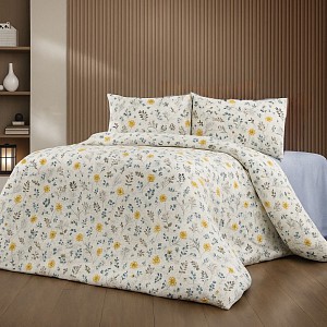 Prodloužené krepové povlečení DeLuxe 140x220+70x90 Zlaté kvítí