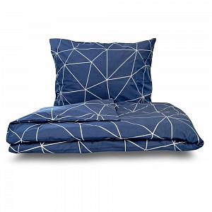 Bavlněné povlečení NORDIC COLLECTION 140x200+70x90 Grid modré