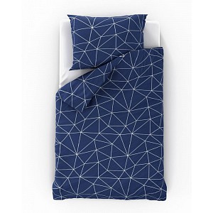 Bavlněné povlečení NORDIC COLLECTION 140x200+70x90 Grid modré