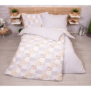 Zvýhodněná sada krepového povlečení na dvě klasická lůžka Deluxe - Patchwork béžový