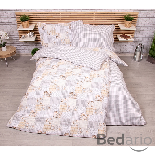 Zvýhodněná sada krepového povlečení na dvě klasická lůžka Deluxe - Patchwork béžový