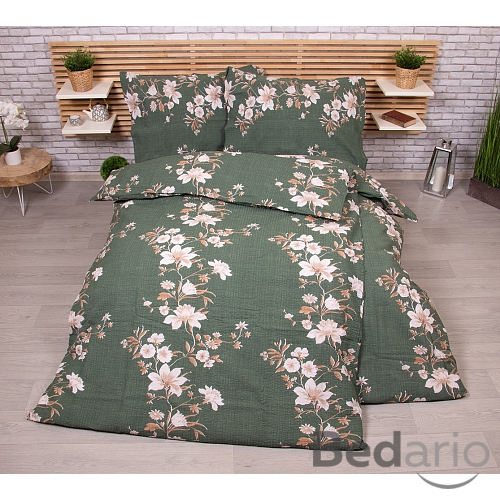 Zvýhodněná sada krepového povlečení na dvě klasická lůžka Deluxe - Disa zelená