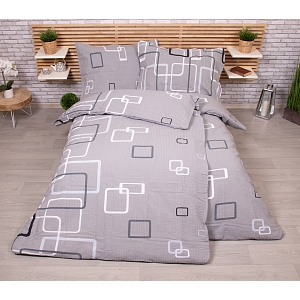 Zvýhodněná sada krepového povlečení na dvě klasická lůžka Deluxe - Kostky šedé
