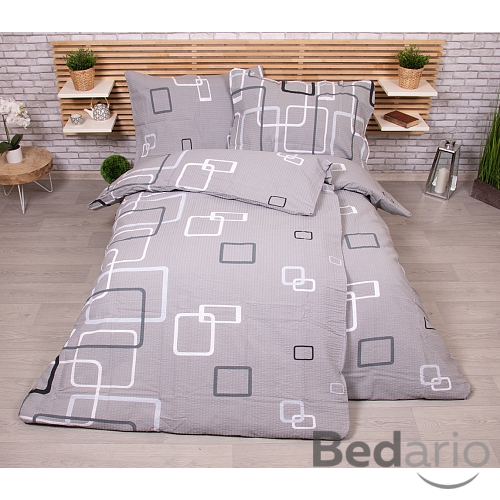 Zvýhodněná sada krepového povlečení na dvě klasická lůžka Deluxe - Kostky šedé