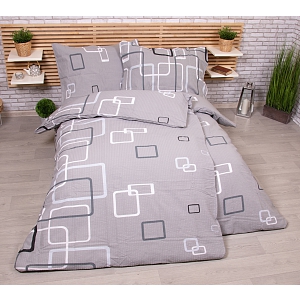 Zvýhodněná sada krepového povlečení na dvě klasická lůžka Deluxe - Kostky šedé